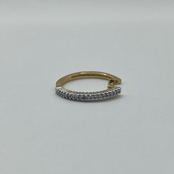 Natural Diamond 14k Gold Plated Hoop Earrings - Picture 5 of 6
